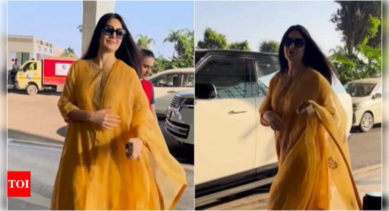 Katrina Kaif waves goodbye with ‘Punjabi bahu’ vibes at Mumbai airport | Hindi Movie News – Times of India