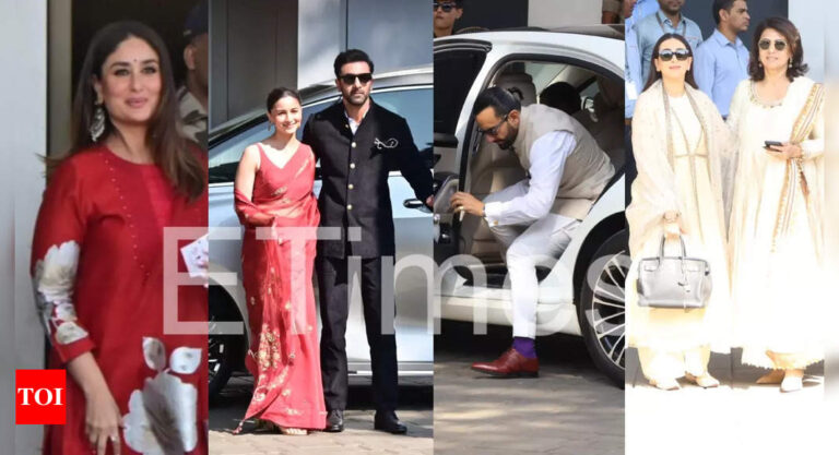 Ranbir Kapoor, Alia Bhatt, Kareena Kapoor Khan, Saif Ali Khan, Neetu Kapoor, Karisma Kapoor jet off to meet PM Narendra Modi to mark 100 years of Raj Kapoor – PICS inside – Times of India