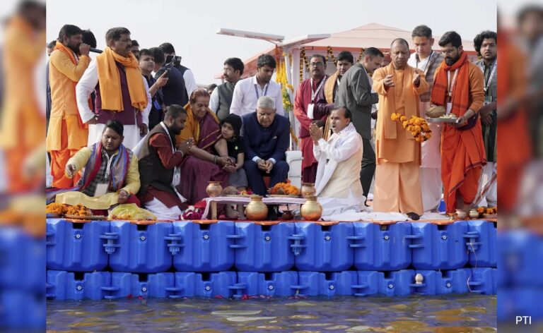 Maha Kumbh: Vice President Takes Dip In Sangam, Praises Yogi Adityanath For “Excellent” Set-Up