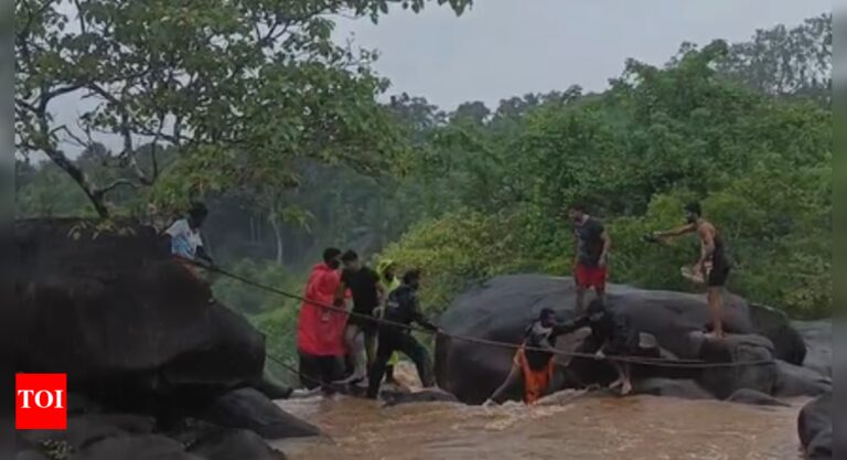 Tourists rescued from Paladka Erugundi waterfalls in Dakshina Kannada | Bengaluru News
