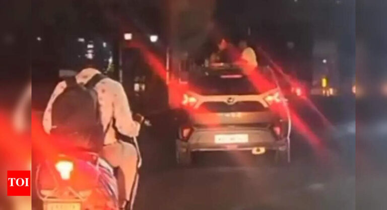 Bengaluru Sunroof Stunt: Late-night sunroof stunt in Bengaluru: Couple fined Rs 1500 after video goes viral | Bengaluru News