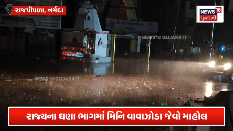 રાજપીપળામાં ભારે પવન સાથે વરસાદ