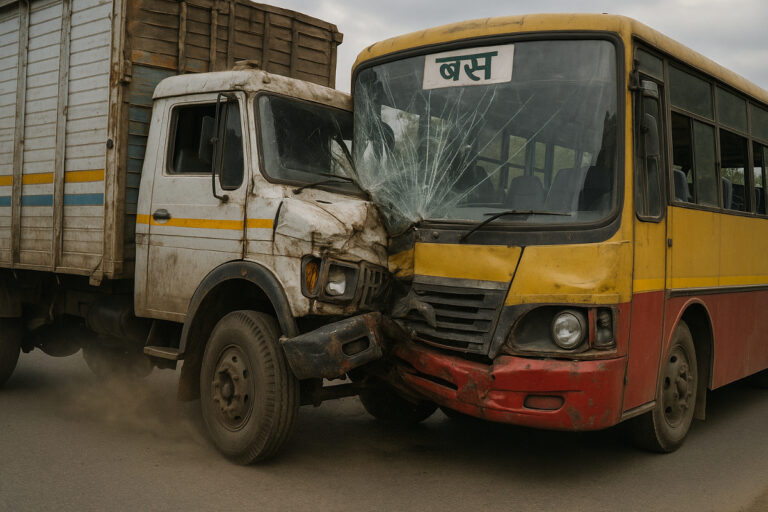 तेलंगाना में ट्रक और बस की जबरदस्त भिड़ंत, चार की मौत 17 लोग घायल | Truck and bus collide in Telangana, four killed, 17 injured