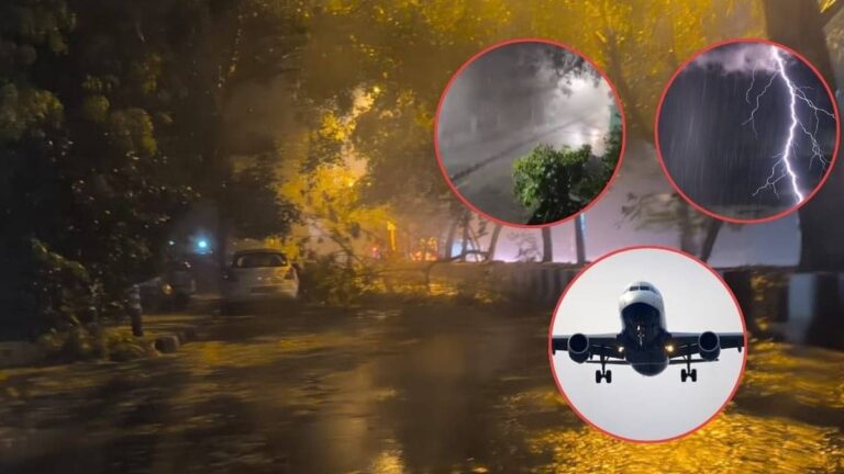 सड़कें डूबीं, गिरे पेड़… दिल्ली-NCR में मौसम का रौद्र रूप, गरज-चमक के साथ सुबह-सुबह तेज बारिश; फ्लाइट्स प्रभावित- VIDEO