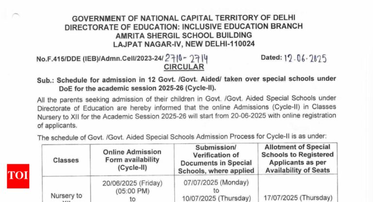 Delhi govt announces 2nd cycle of online admissions for special schools: Check important dates and other details here