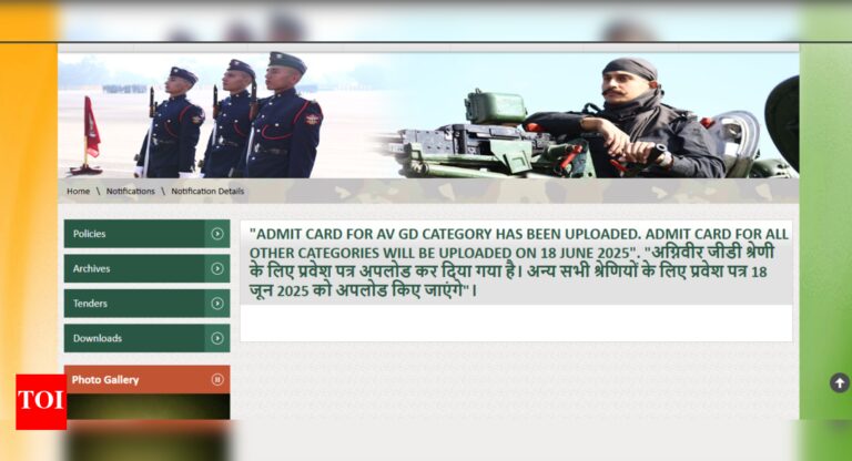 Agniveer GD admit card 2025 released at joinindianarmy.nic.in: Direct link to download hall tickets here