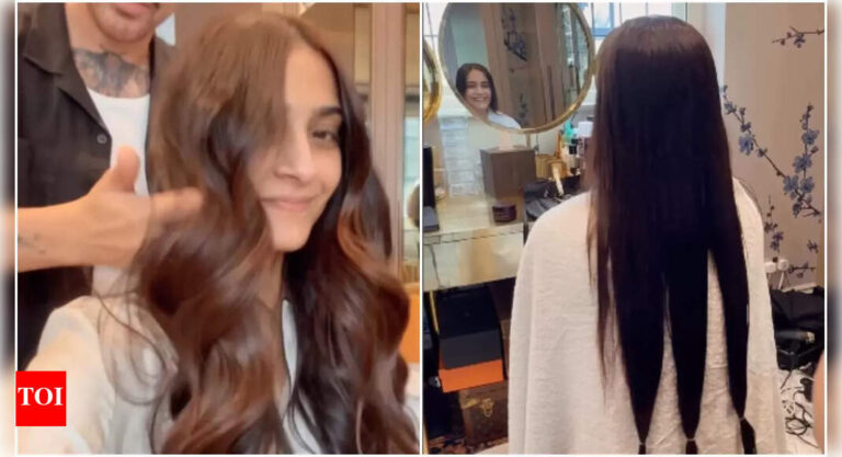 Sonam Kapoor chops 12 inches of her long hair – watch video; donates them | Hindi Movie News