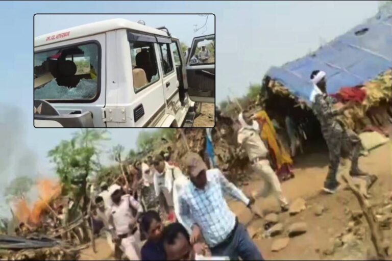 भीड़ ने किया हमला, अधिकारी-कर्मचारियों ने भागकर बचाई जान, देखें वीडियो | mp news encroachment removal Team attacked officials and employees fled to save lives